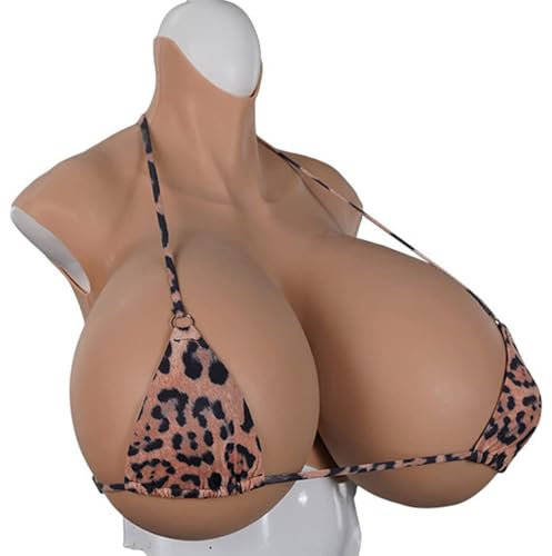 HUANQIN Silikon Brüste Silikonbrustplatten Crossdresser Brustplatte Silikon Gefüllt K Cup, Weiche Künstliche Silikontitten Brustprothesen, Silikon Brüste Brustformen, Crossdresser Brüste, Elfenbein