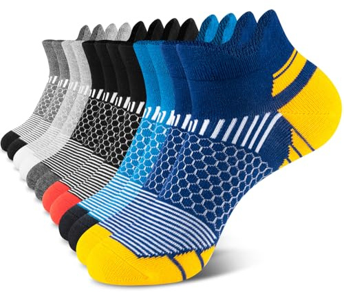 Niofind Herrensockor 47-50, Sneakersockor Herr Sportstrumpor Andningsbara Bomull Sportstrumpor med Blisterskydd för Löpning, Vandra, Träning, Fitness, Gång, Cykling, Multipak 6 par