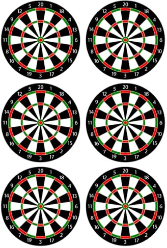 6 x Dartboard Edible Wafer or Icing Cupcake Toppers Darts Themed Party Cake Decorations Perfect For Brownies Cookies Muffins & More! (Edible Wafer Card)