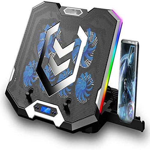 Dator Kylplatta Kylstativ för bärbar dator RGB Gaming Cooler Pad 2 USB-portar Kylfläkt med 6 fläktar LED Notebook Cooler Stand passar 12-17 Laptopkylare