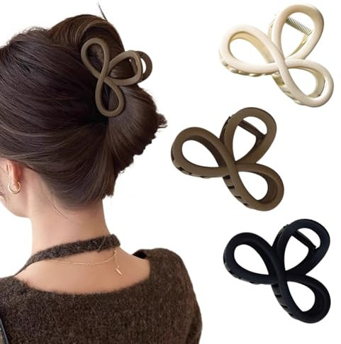 Ypkia 3 Stück Haarklammer Mittelgroße Achterfigur Haarspangen Damen Für Dickes und Dünnes Haar Haarspange Mädchen Frauen Haar-accessoires(Schwarz, Beige, Braun)