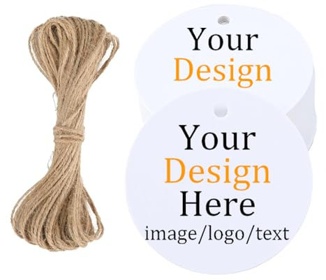 MornLu 200 Stück runde Etiketten – fügen Sie Ihr Foto/Logo/Text für personalisierte Hängeetiketten hinzu – geeignet für Kleidung, Schuhpreisschilder, handgefertigte Produkte, Geschenke, Hochzeits- und
