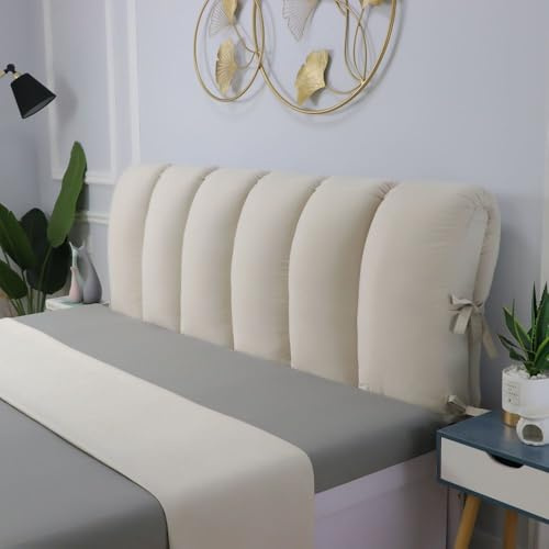 WJHDWYD Copertura Testiera Letto Matrimoniale/Singolo Copri Testiera Letto Velluto Imbottita Cuscini per Testata Letto Pelle/Legno/Ferro Testata Letto Protezione Fodera(Beige,90x50cm)