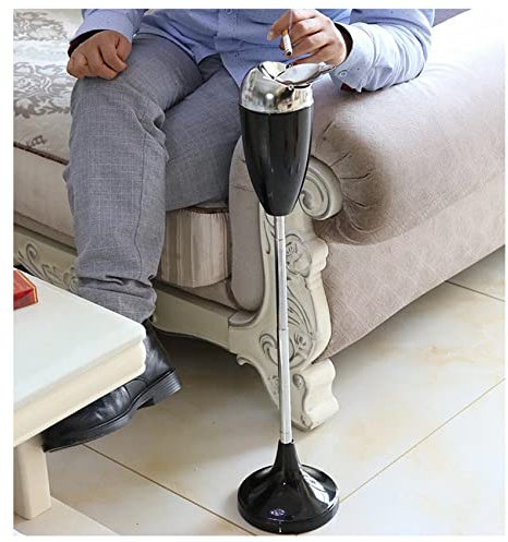 Aschenbecher für draußen, Bodenverstellbarer Standaschenbecher, Zigarettenaschenbecher for die Außenterrasse, winddichter Standaschenbecher for den Außenbereich mit Deckel,Rot(Black)