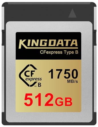 KINGDATA Scheda CFexpress Tipo B 512GB, fino a 1750MB/s in lettura, per video RAW 8K 4K, Adotta PCIe 3.0 NVMe, Scheda di memoria CF compatibile con Fotocamera