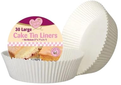 Cake Tin Liners 30PC Greaseproof Non Stick Disposable Paper Liner Round Parchment Tin Liner for Cooking and Baking Cakes Bread Pies Loaf Air Fryer Liners for Roasting Microwave Oven (30, 18cm x 6cm)