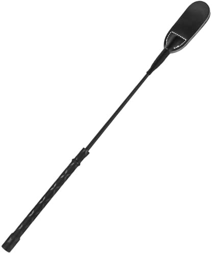 OBTANIM Reitgerte aus PU-Leder, 45,7 cm, für Reitpferde (Stil D, Schwarz)