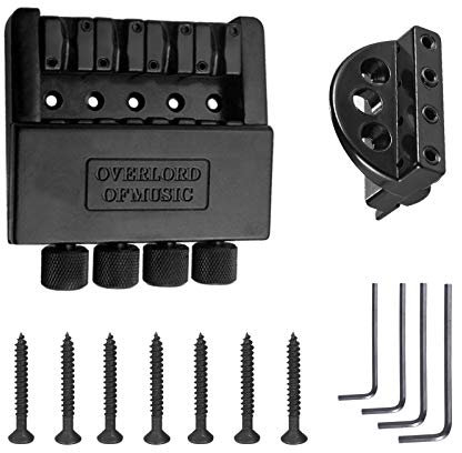 Zinklegierung Headless E-Bass Saitenhalter Brücke Set Fester Hardtail Sattel 4-Saiten Basszubehör