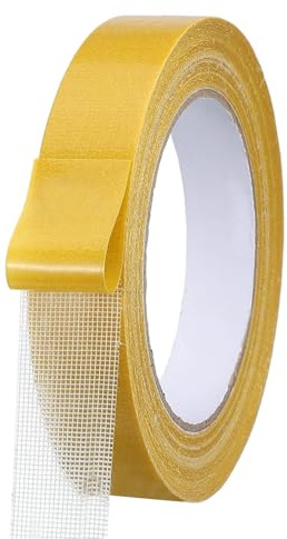 sourcing map Double Sided Fabric Tape 2.5cm x 20m Mounting Rug Tape Clear Carpet Adhesive Tapes with Fiberglass Mesh for Clothes DIY Crafts Wall Decor