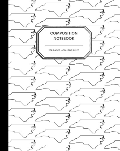 8x10 Composition Notebook - 200 College Ruled Pages - North Carolina State Outline Notebook Journal with Clean White Background for Kids, Preteens, Teens and Adults