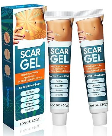 Scar Removal Cream, Advance Scar Gel for Surgical Scars,Burns, Acene,C-Section,Stretch Marks,Scar Remover Gel, Face & Body Scar Removal Cream for Old & New Scars, for Women Men (2)