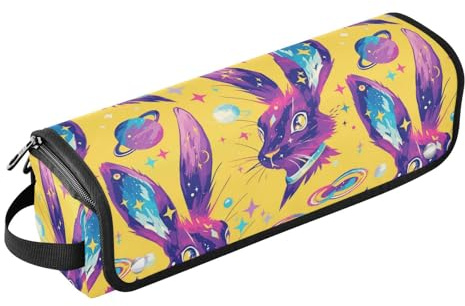 Shimmering Violet Rabbits Hair Tool Travel Bag for Women with Heat Resistant Pad Removable Hair Styling Accessories Organizer for Flat Irons, Straighteners, Curling Irons, Portable Travel Essentials