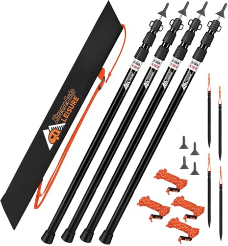 Xtremeauto Verstellbare Zeltstangen – Teleskopstangen aus Aluminium für Plane, Vordach, Markise, Campingunterstand – leicht und rostfrei – 90 cm bis 230 cm (4 Stück)