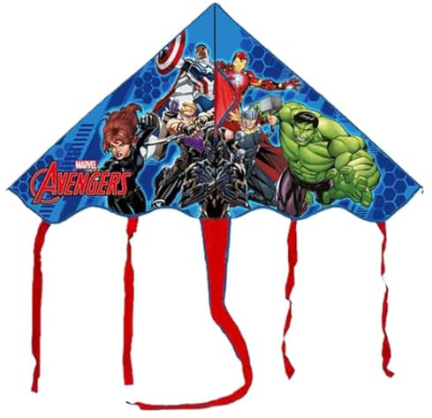 Aquilone Avengers per Bambini - 100x56 cm, Facile da Far Volare, Leggero e Resistente, Design Divertente con Personaggio Cartoon, Giocattolo Estivo per Mare, Parco e Giardino