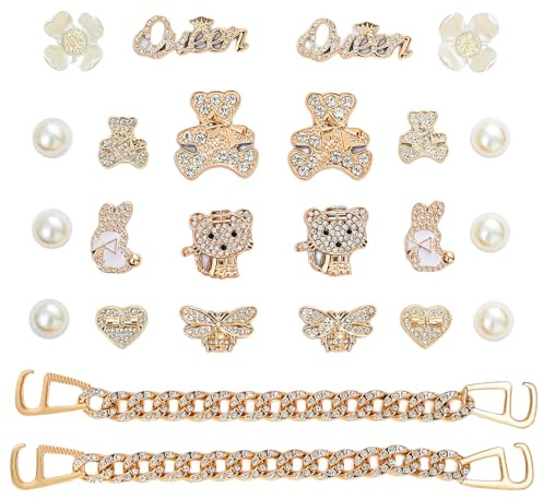 Jyrmstore Bling Shoe Charms for Women,Flower Pearl for Clogs Sandals Charms | Plastic Rhinestone Material,Cute Jewelry Shoe Accessories for Girly