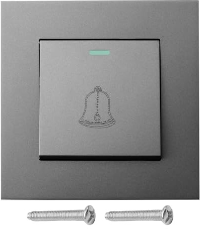 Bouton Sonnette Exterieur Étanche 16A 220–250V Interrupteur de Sonnette Filaire Porte en Verre Trempé avec Vis Bouton de Pression Encastré pour Domestique ou Hôtelier Installation Facile(Gris)