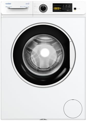 Sauber, Lavadora 8 Kg de carga frontal SERIE 3-W8105V, 1000 RPM, A, Programa Extra Rápido 15 minutos, 15 Programas, Detección de carga, Bajo Consumo, Color Blanco, CON INSTALACIÓN Y RETIRADA USADA