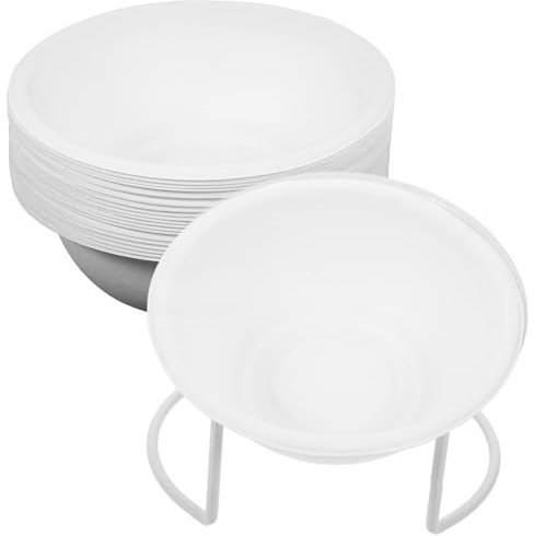 TOYANDONA Lot de 20 Set de Gamelles Jetables en Papier pour Chats et Chiens Bol Multifonction Léger et Compact avec Support Blanc Ouvert Adapté pour Nourriture et Eau Usage Intérieur et