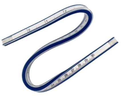 WNDUOKXH Flexibel kurvlinjal Teknisk grafik som stöder mät- och ritningsuppgifter med böjbar linjal för precisionsritning, flexibel böjd, 30 cm