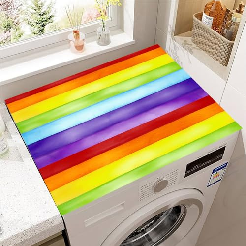 Hearda Housse Machine a Laver Moderne et Coloré,Dessus Tapis Lave Linge Antidérapant,Housse de Protection pour Machine à Laver Top, Tapis de Protection pour Dessus Sèche-Linge (Coloré,30x40cm)