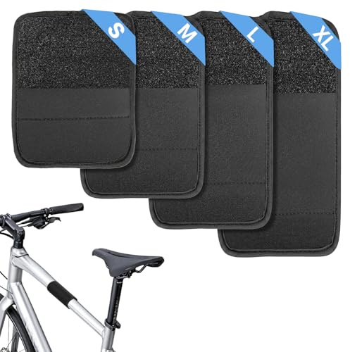 TAIVIN 4 x Fahrrad Rahmenschutz Set (12x15-25cm) | Neopren Rahmenschutzfolie mit Klettverschluss für Carbonrahmen & E-Bike - Kratzerschutz für Fahrradträger und Transport