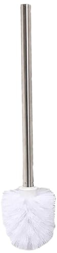 Toilet Brush - Stainless Steel Bathroom Deep Cleaning | Compact Size Durable Cleaner Brushes for Washroom Commode, Metal Scrubber Long Handle Under-Rim Sturdy Polished Chrome Silverware Set Case