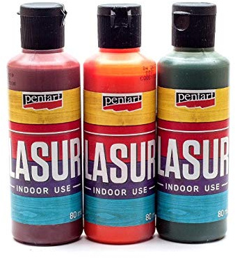 Zita's Creative Holzlasur für Innenbereich 3x80ml - Set 3. Lasurfarbe, Bastelfarbe