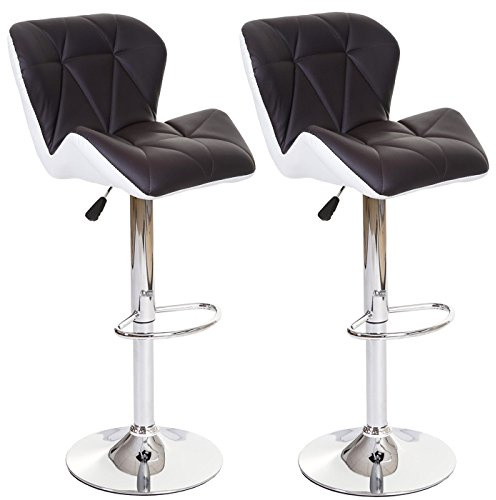 Mendler 2er-Set Barhocker HWC-A92 höhenverstellbar Kunstleder - braun | Barstuhl, Tresenhocker