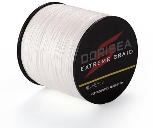 Dorisea Extreme Braid 100% Pe White Braided Fishing Line 109Yards-2187Yards 6-550Lb Test Fishing Wire Fishing String Incredible Superline Zero Stretch (100m/109Yards 550lb/2.5mm(16Strands))