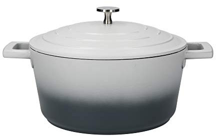 MasterClass Medium Casserole Dish with Lid 4 Litre/24 cm, Lightweight Cast Aluminium, Induction Hob and Oven Safe, Grey Ombre