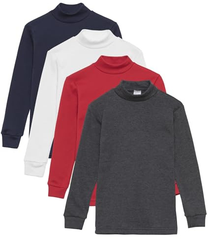 Camiseta termica Interior niño Cuello Medio Alto Semi Cisne niño Manga Larga Colores Lisos (Pack Multicolor B, 4 años)