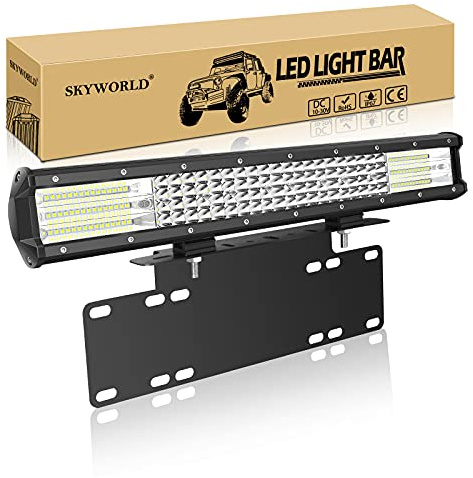 SKYWORLD LED Zusatzscheinwerfer, 50,8 cm 20 Zoll 510W LED Arbeitsscheinwerfer Bar Combo Reflektor Offroad Scheinwerfer Arbeitslicht mit Kennzeichenhalterung für UTV ATV SUV LKW Traktor