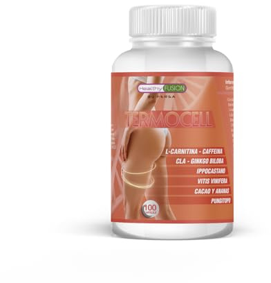 Healthy Fusion TermoCell | Riduttore Intensivo Anti-Cellulite | Rassoda e tonifica la tua pelle, Elimina la pelle a buccia d'arancia | Stimola la lipolisi | L-Carnitina, Ginkgo Biloba, Caffeina | 100u