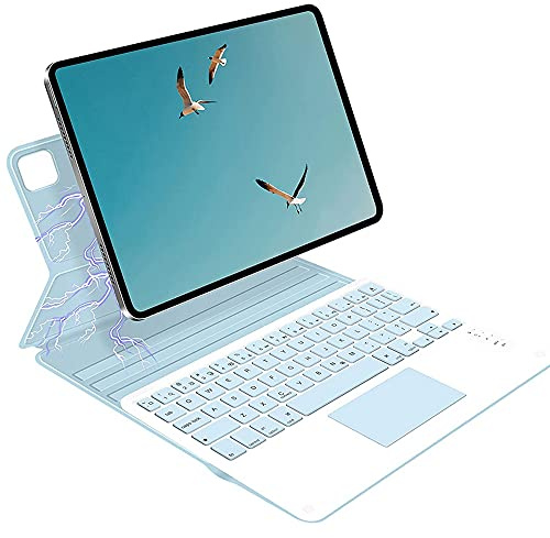 QYiiD Funda con Teclado para iPad Air 4ª Generación, Funda Doble Cara Magnética Integrada con Desmontable QWERTY Teclado para iPad Air 10,9 Pulgadas, Azul