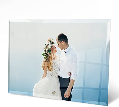 HB Art Design Customized Acrylic Glass Photo Panel Print with Desktop Silver Pin Stand - Personalized for Him/Her, Women/Men - Small 4x6 Inch