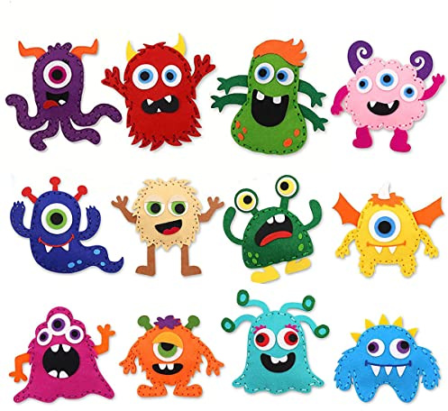 Filz Nähen Bastelset, Tier Nähen Bastelset für Kinder DIY Nähen Filz Tiere Spaß Handwerk Pädagogisches Nähset für Anfänger Kinder (Monster)
