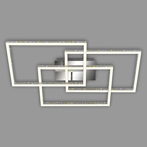 BRILONER Leuchten – LED Deckenleuchte mit Glitzereffekt, Deckenlampe Dimmbar, Schwenkbar Warmweißes Licht, LED Frame, Alu-Chrom