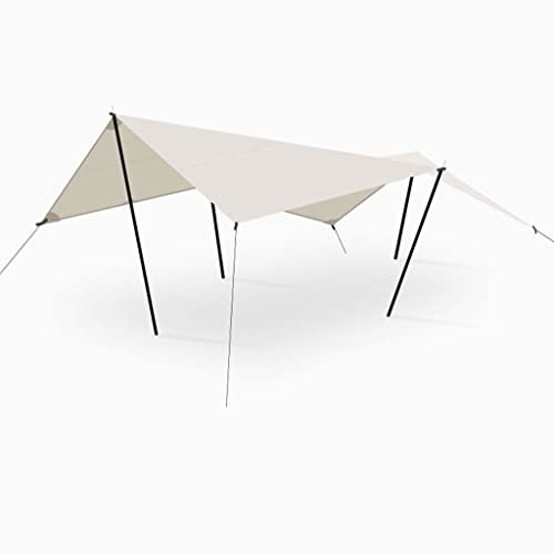 KEEYTT Zeltplane Tarp Camping -Baldachin mit 4 Stangen, Tank im Freienzelt UV Schutz mit Eisenmasten Regenfliege wasserdichte Sonnenschattenplane für Camping Wandern Backpacking Outdoor Sport (Size :