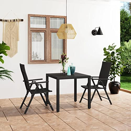 Festnight Aluminium Gartenmöbel Set 2 Stühle Mit Tisch,Klappbarer Stuhl,Aluminium Gartenmöbel Set Schwarz,Sitzgruppe Garten Essgruppe 2 Personen,Terrassenmöbel Balkonmöbel