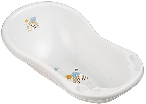keeeper Bañera Ergonómica con Tapón Arcoíris, De 0 a 12 Meses, 84 cm, Maria, Blanco
