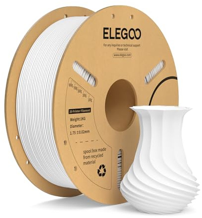 ELEGOO Filamento PLA+ 1.75 1KG Blanco, Filamento PLA Plus para Impresora 3D, Precisión Dimensional +/- 0.02mm, Carrete Filamento 3D,para Mayoría Impresoras 3D