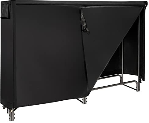 COSTWAY Porta Legna da Esterno 122,5CM/153CM/192CM/240CM, Portalegna con Copertura in PVC Impermeabile e Struttura Solida in Ferro per Camino, Cortile e Portico, Nero (192CM)