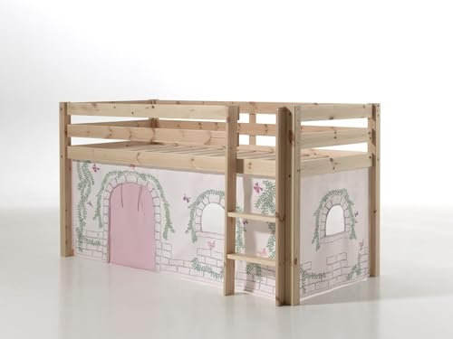 möbelando Spielbett >Pino< in Kiefer massiv Natur - 210x114x106 (BxHxT)
