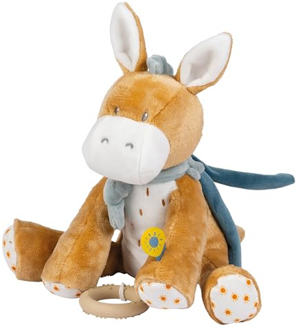 Nattou Musical Cuddly Donkey Leo, 29 cm, Dark warm beige