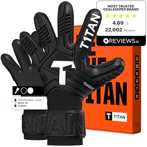 T1TAN Classic 1.0 Black-Out - Gants de Gardien de But - sans Protection des Doigts - Gants de Football pour Gardien - Taille 11