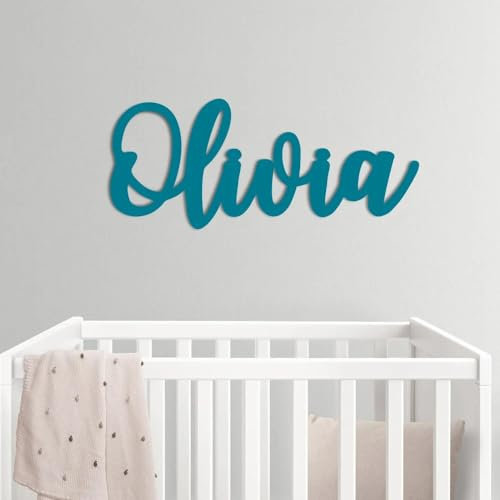Holz-Namensschild, personalisierbares Namensschild für Kinderzimmer, Dekoration, Hochzeitsschild, individuelles Namensschild, Holzbuchstabe, Türschild, personalisiertes Wanddekor-Schild (Königsgrün,