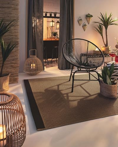 benuta Nest In- & Outdoor Teppich Naoto - Beige/Schwarz 140x200 cm - Kunstfaser - Outdoor geeignet - Rechteckig - Pflegeleicht für Wohnzimmer Schlafzimmer Flur Terrasse Balkon