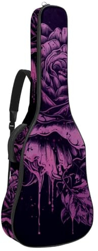 Schöne Gitarrentasche, wasserdichte Gigbag mit mehreren Taschen – 40/41/42 Zoll Akustikgitarrenkoffer, Gelb und Schwarz Rose, Mehrfarbig Nr. 08, 42.9x16.9x4.7 in, Gitarrentasche