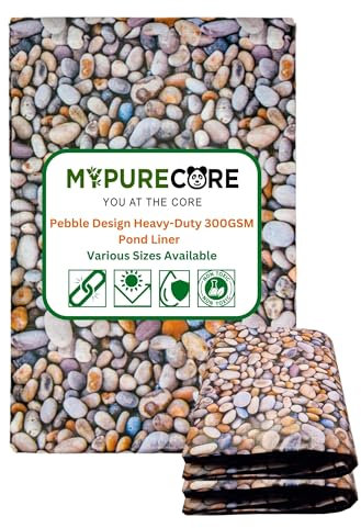 MYPURECORE Heavy-Duty 450GSM Pond Liner - Premium HDPE Liner with Pebble Design for Ponds, Waterfalls & Fountains – UV & Tear Resistant, Ideal for Garden Koi Ponds & Water Features (3m x 3m)