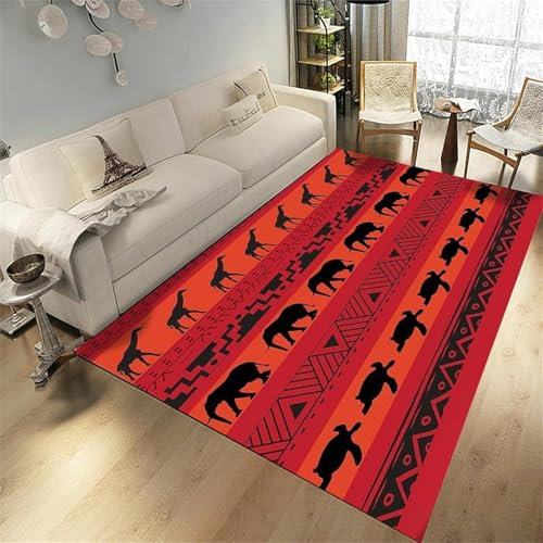 Tierwelt Giraffe Schildkröte Elefant Teppich Kinderteppich Wohnzimmerteppich Schlafzimmerteppich 3D-Gedruckter Superweicher Flanellteppich 120 X 160 cm / 47.24 X 62.99 - Leicht Zu Reinigen -4Y4S1D8